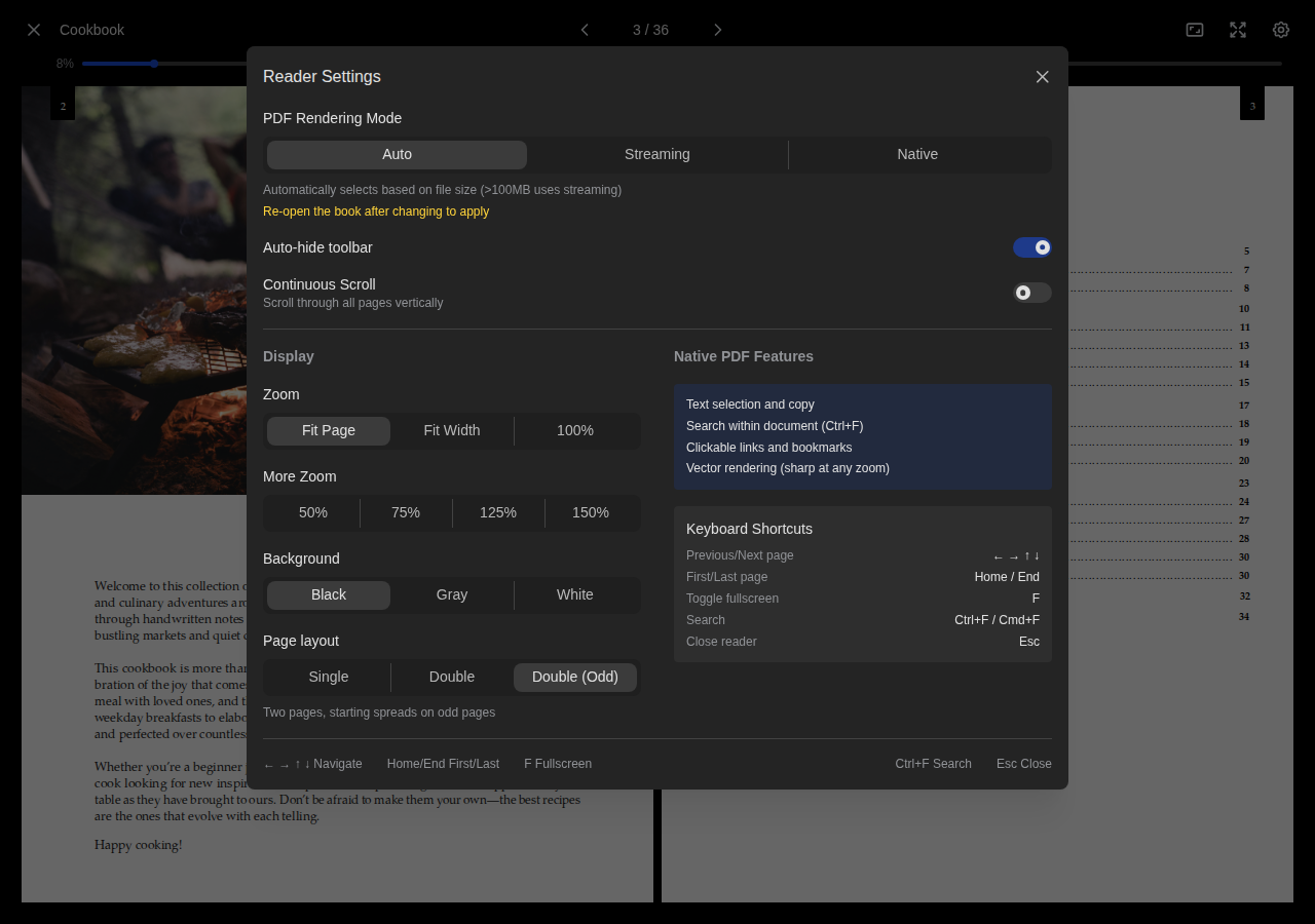 PDF Reader Settings
